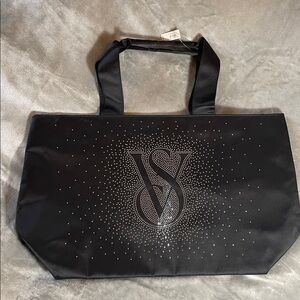 NWT Victoria’s Secret Shine Tote Bag Black 2024 VS Logo Sparkly Bling